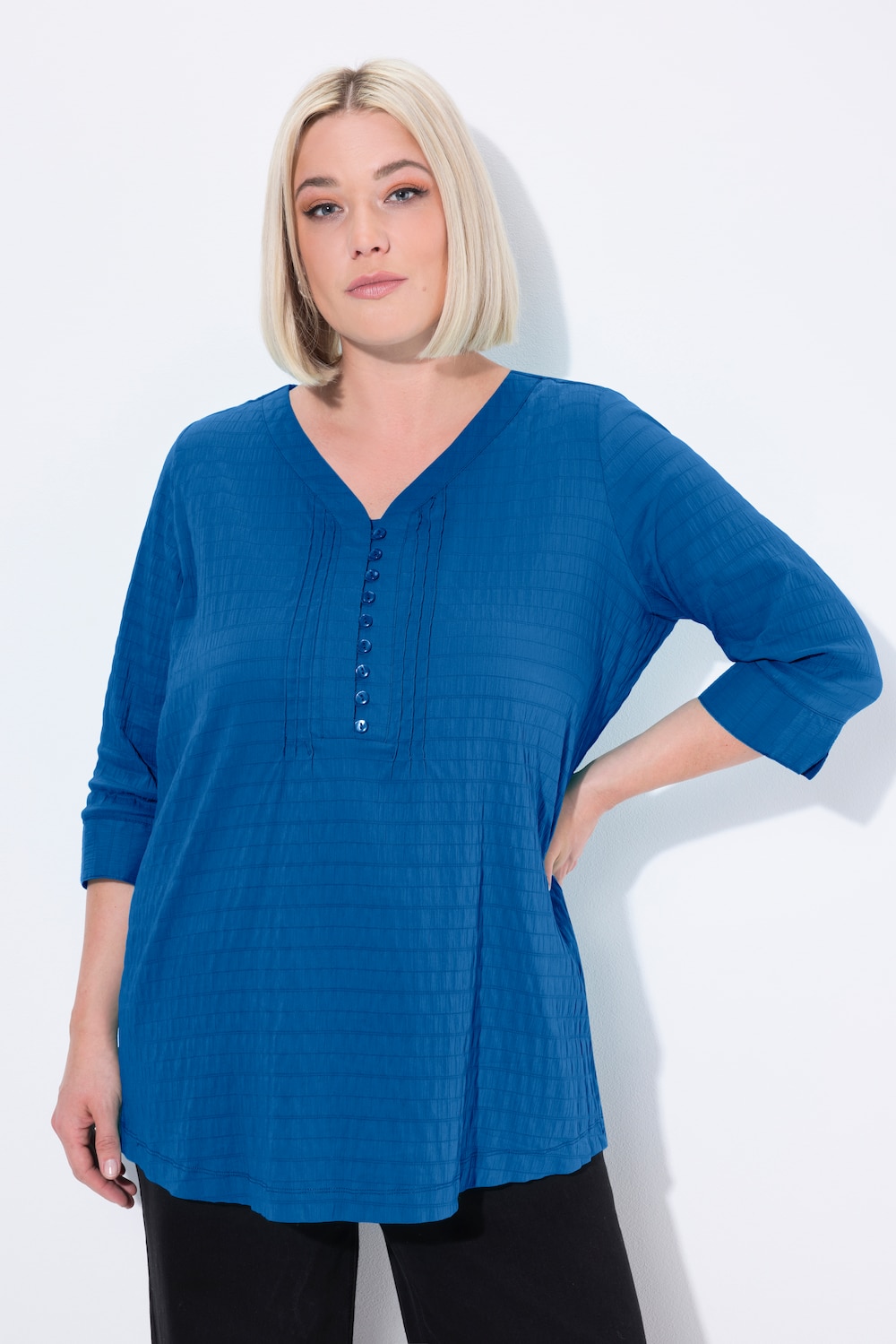 Große Größen Bubble-Tunika, Damen, blau, Größe: 62/64, Baumwolle/Polyester, Ulla Popken