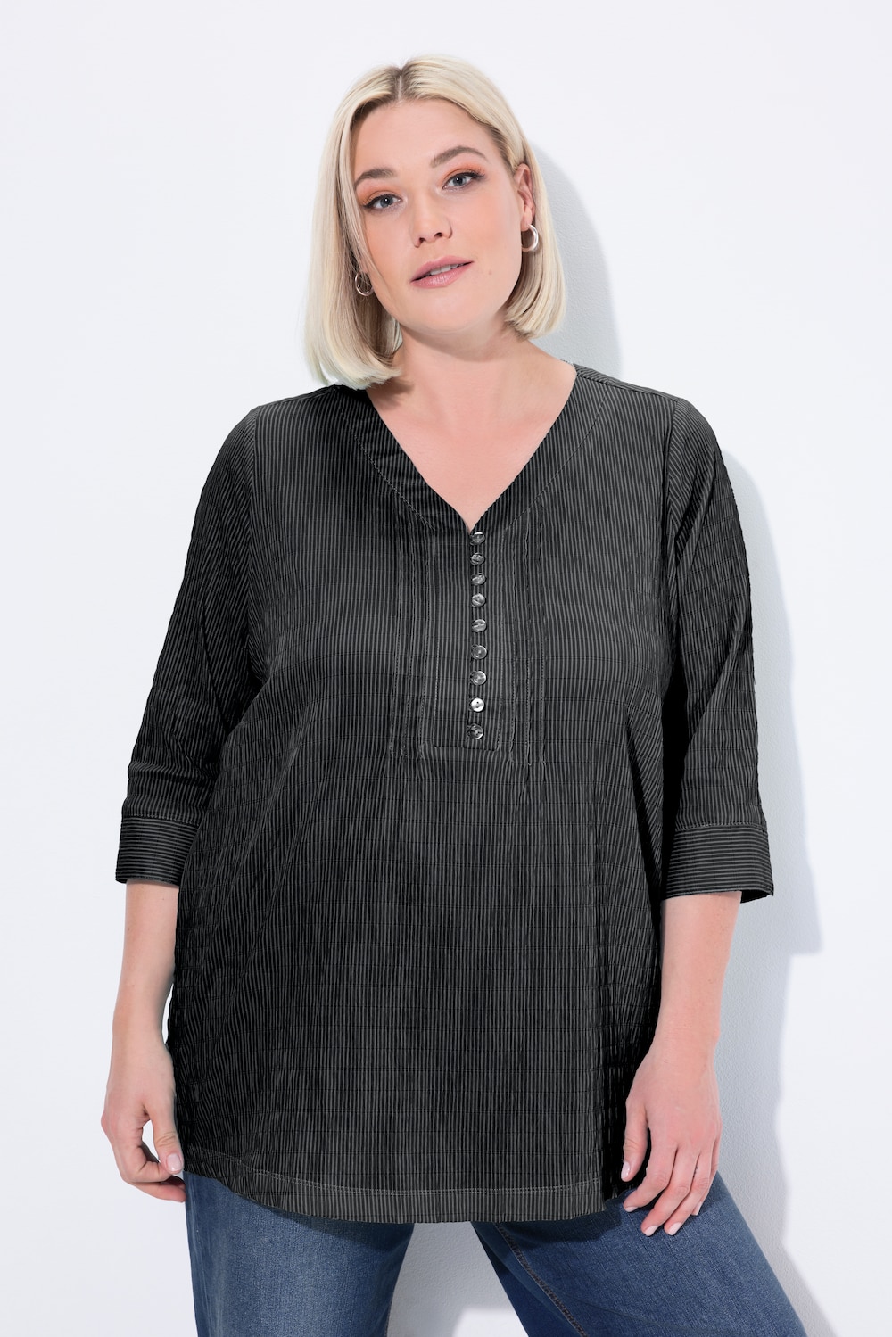 Große Größen Bubble-Tunika, Damen, schwarz, Größe: 54/56, Baumwolle/Polyester, Ulla Popken