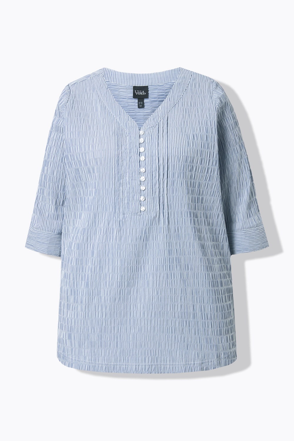Stora storlekar Bubbel-tunika, Dam, blå, storlek: 46/48, Bomull/Polyester, Ulla Popken