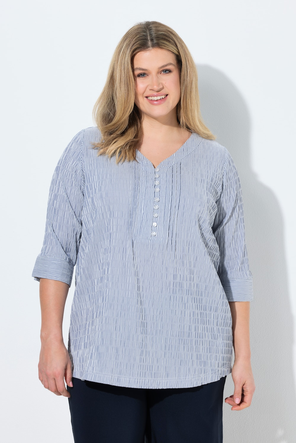 Große Größen Bubble-Tunika, Damen, blau, Größe: 58/60, Baumwolle/Polyester, Ulla Popken