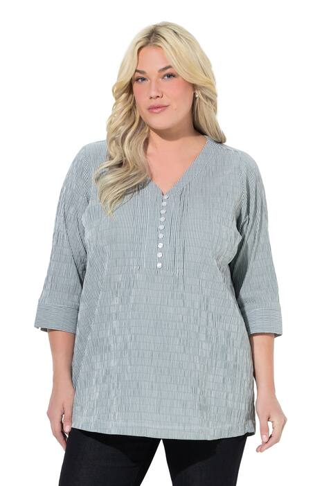 Tunika, pruhy, plisování, bublinková struktura, 3/4 rukávy