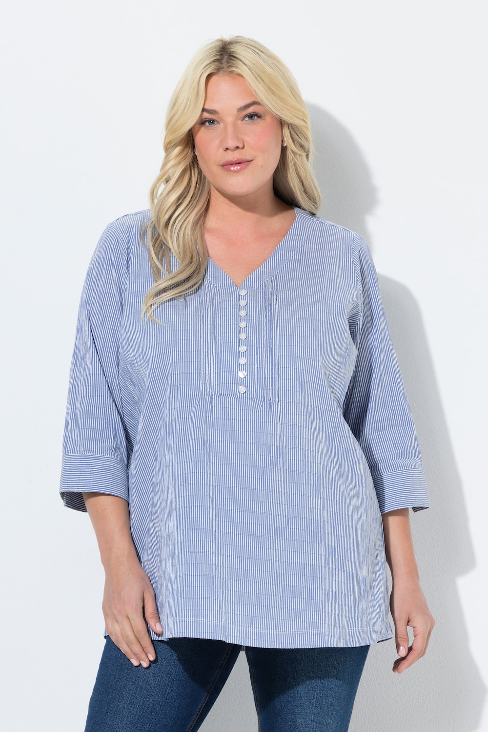 Bubble-Tunika, Herzausschnitt, Biesen, 3/4-Arm