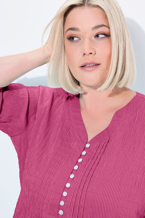 Bubble-tunika, hjerte-udskæring, læg, 3/4-lange ærmer