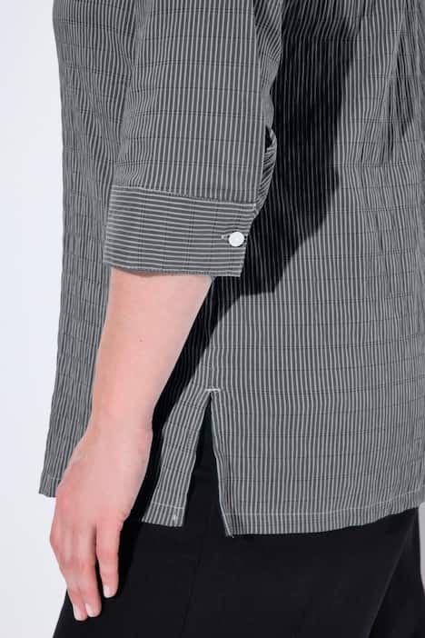 Overhemdblouse, strepen, bubble-structuur, 3/4-mouwen
