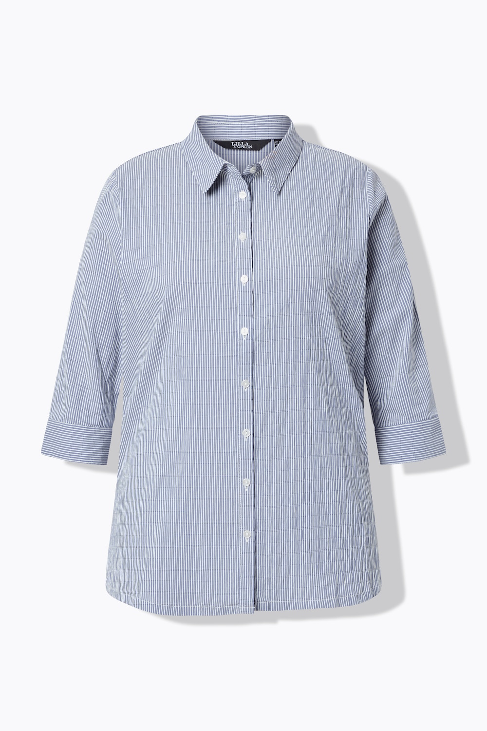 Stora storlekar Bubbel-blus, Dam, blå, storlek: 66/68, Bomull/Polyester, Ulla Popken