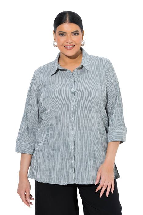 Košilová halenka, pruhy, bublinková struktura, 3/4 rukávy