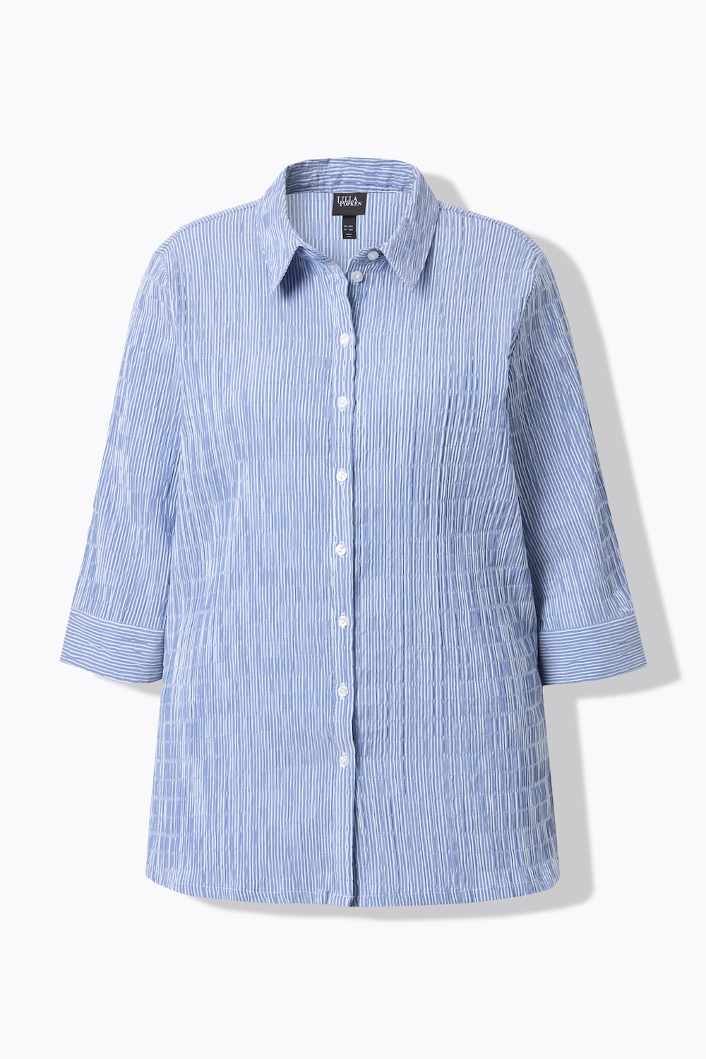Bubble-Bluse, Streifen, Hemdkragen, 3/4-Arm