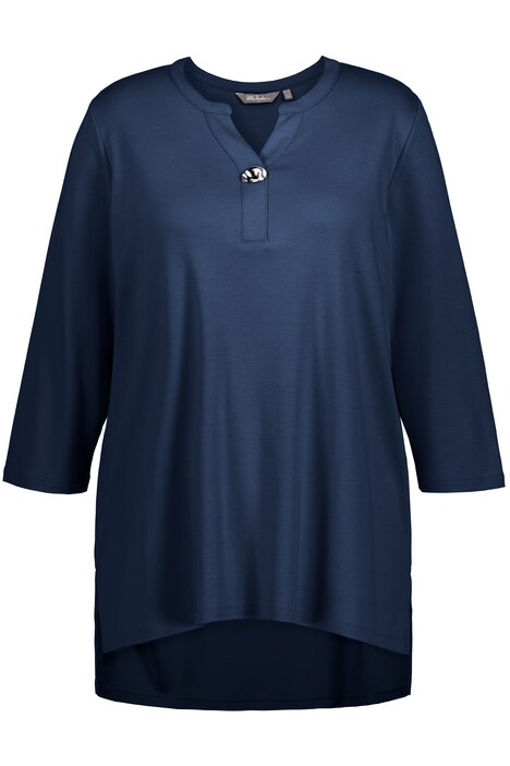 Tričko, tunikový výstřih, ozdobný knoflík, A střih, modal