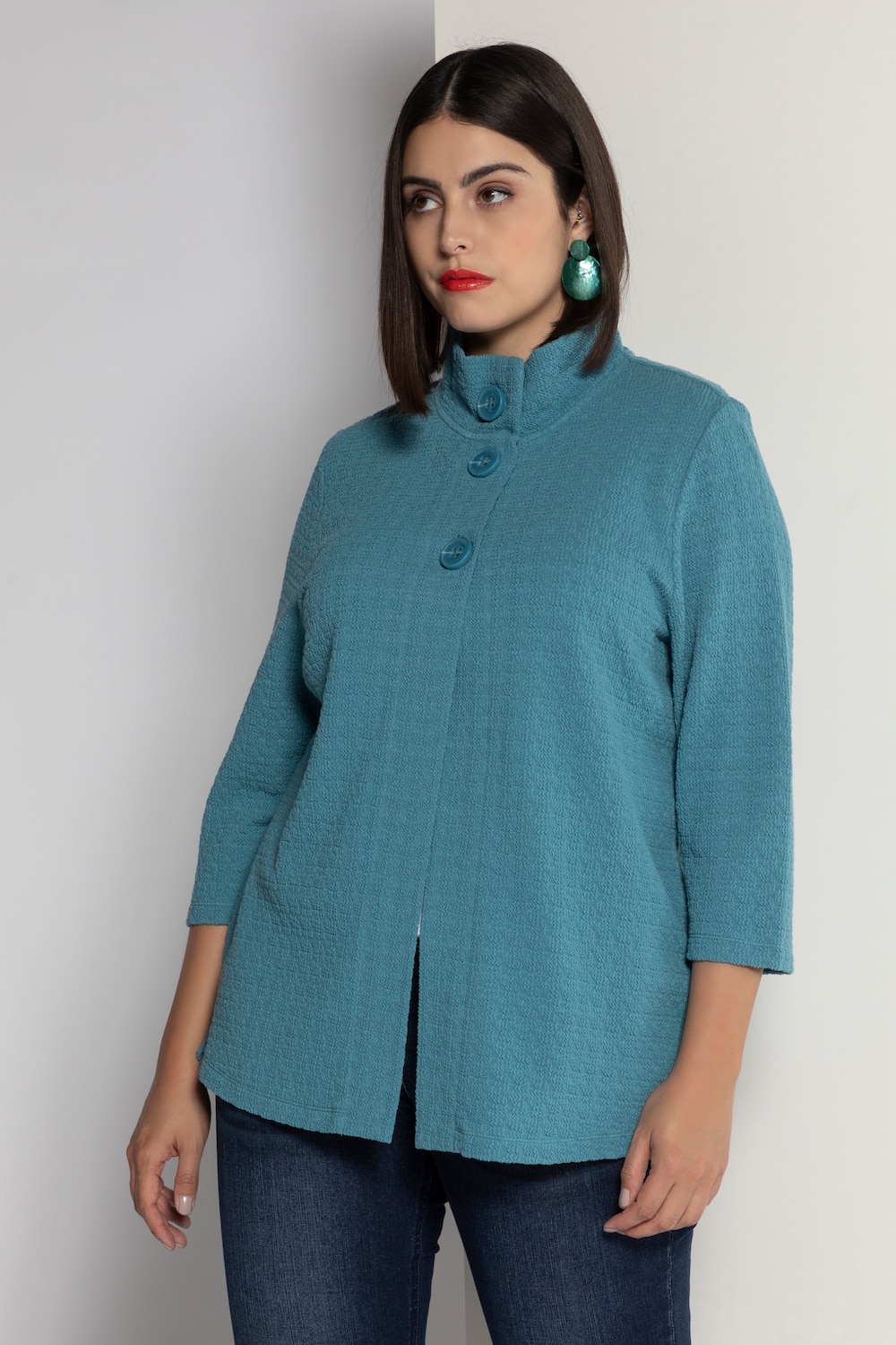 Grote Maten sweatjack, Dames, turquoise, Maat: 58/60, Katoen/Polyester, Ulla Popken Grote Maten sweatjack, Dames, turquoise, Maat: 58/60, Katoen/Polyester, Ulla Popken