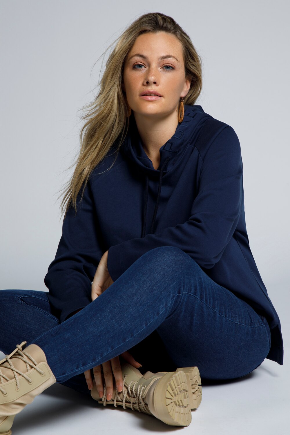 Grote Maten hoodie, Dames, blauw, Maat: 58/60, Katoen, Ulla Popken Grote Maten hoodie, Dames, blauw, Maat: 58/60, Katoen, Ulla Popken