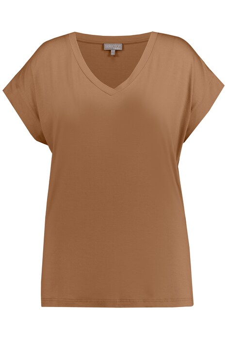 Krátké tričko, Slim střih, výstřih do V, krátké rukávy, krep