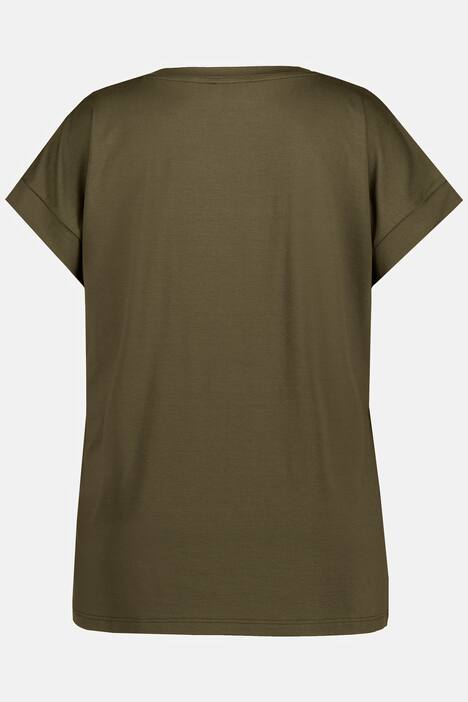 T-Shirt, kurz, Slim, V-Ausschnitt, Halbarm, Krepp