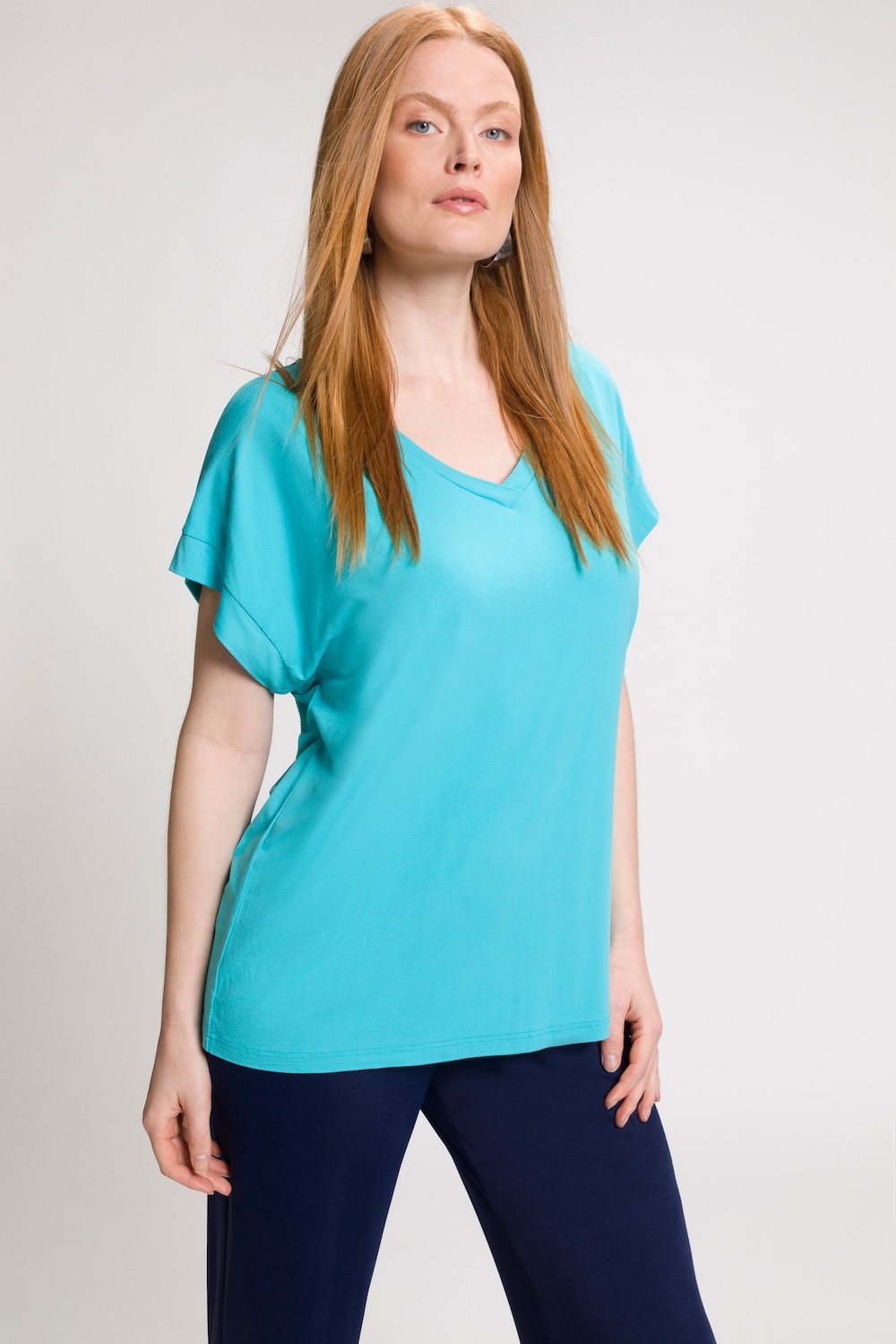 Grote Maten T-shirt, Dames, turquoise, Maat: 54/56, Viscose, Ulla Popken