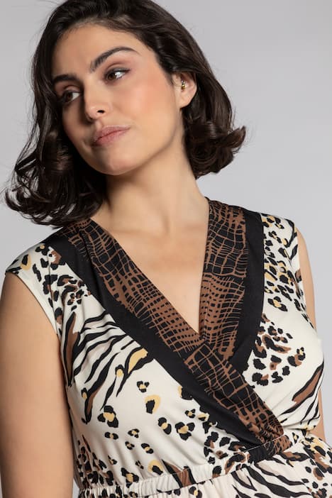 Slinkykleid, Leomuster, Maxikleid, ärmellos