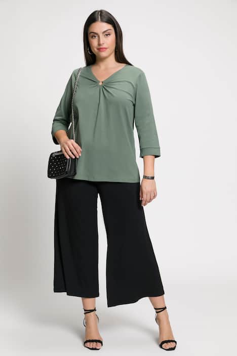 Shirt, Zierring, Classic, V-Ausschnitt, 3/4-Arm