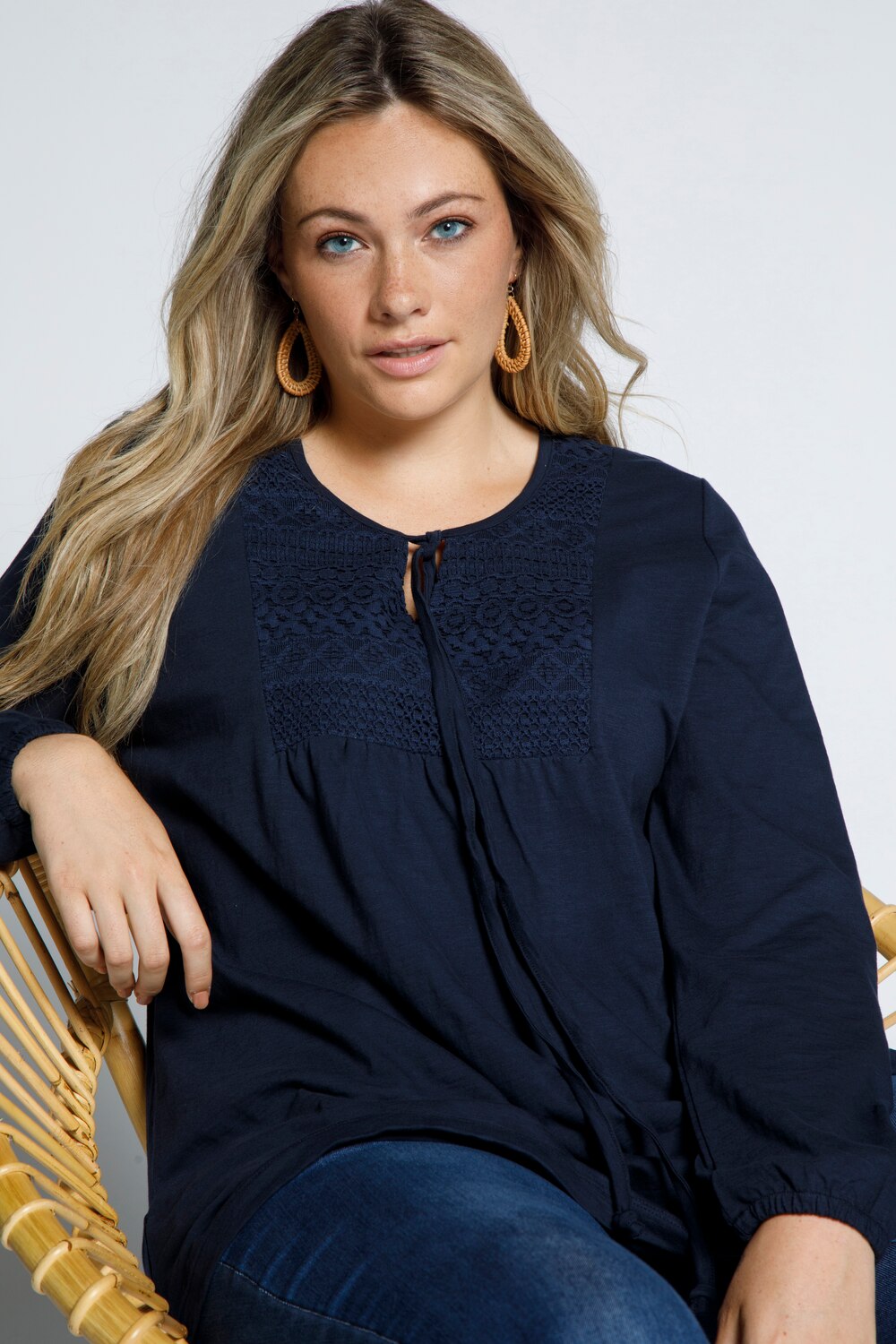 Grote Maten shirt, Dames, blauw, Maat: 50/52, Katoen, Ulla Popken Grote Maten shirt, Dames, blauw, Maat: 50/52, Katoen, Ulla Popken