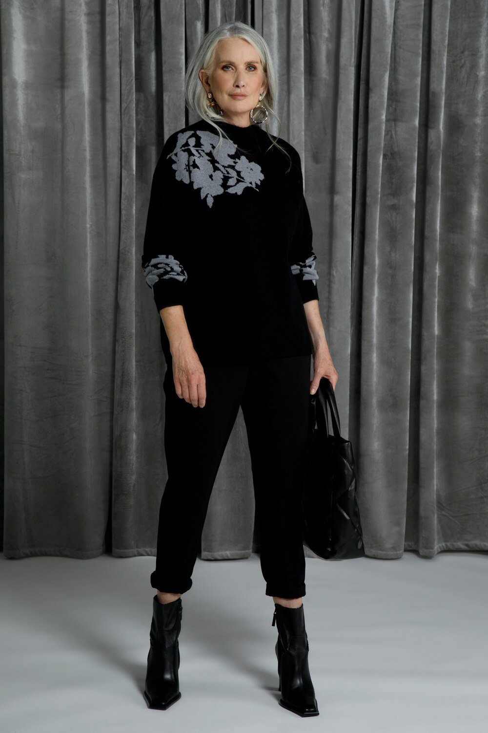 Grote Maten pullover, Dames, zwart, Maat: 50/52, Viscose/Synthetische vezels/Polyester, Ulla Popken Grote Maten pullover, Dames, zwart, Maat: 50/52, Viscose/Synthetische vezels/Polyester, Ulla Popken