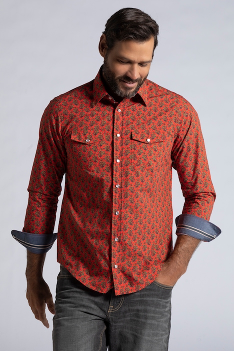 Camisa, cuello inglés, Modern Basic Fit, estampado de flores | Camisas manga larga | Camisas