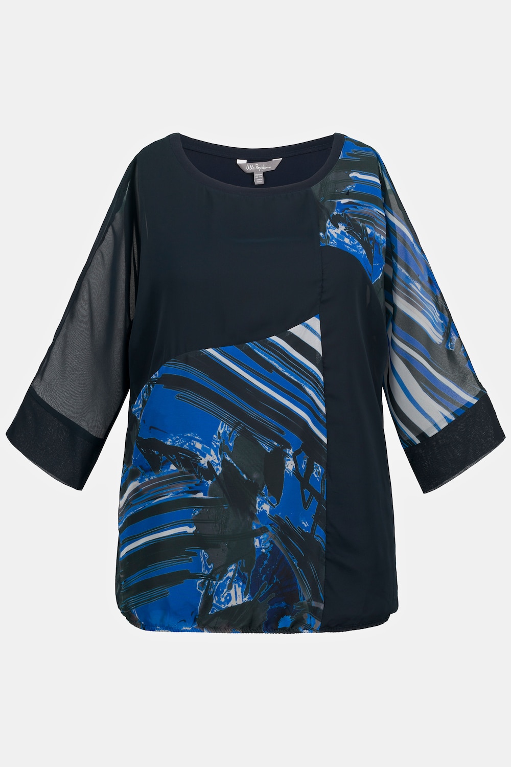 Grote Maten blouse, Dames, blauw, Maat: 62/64, Polyester/Viscose, Ulla Popken