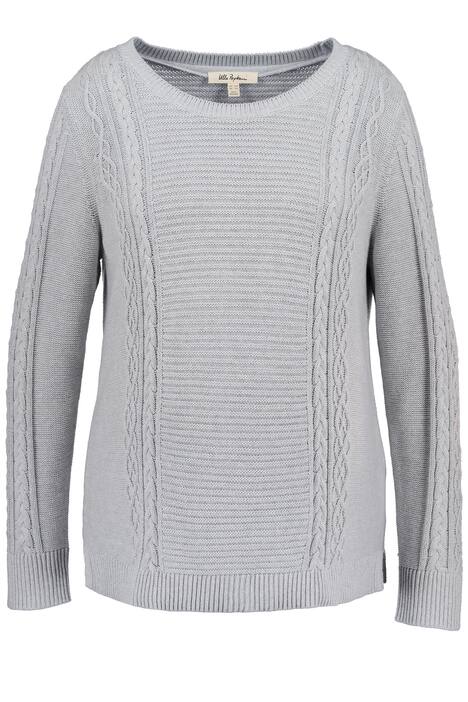 Bellieva svetr, copový vzor, kulatý výstřih, dlouhé rukávy, GOTS