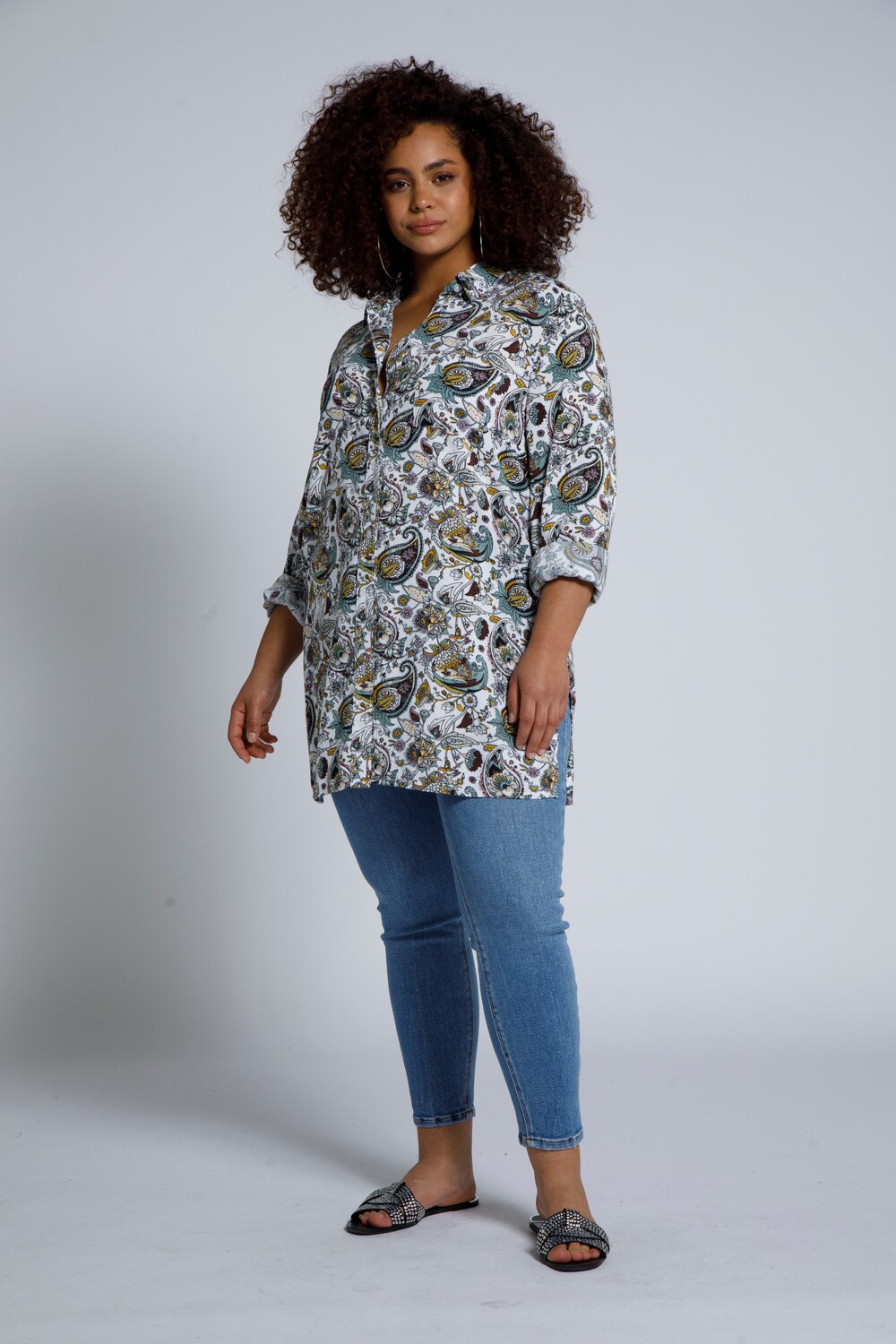 Grote Maten overhemdblouse, Dames, turquoise, Maat: 54/56, Viscose, Studio Untold Grote Maten overhemdblouse, Dames, turquoise, Maat: 54/56, Viscose, Studio Untold
