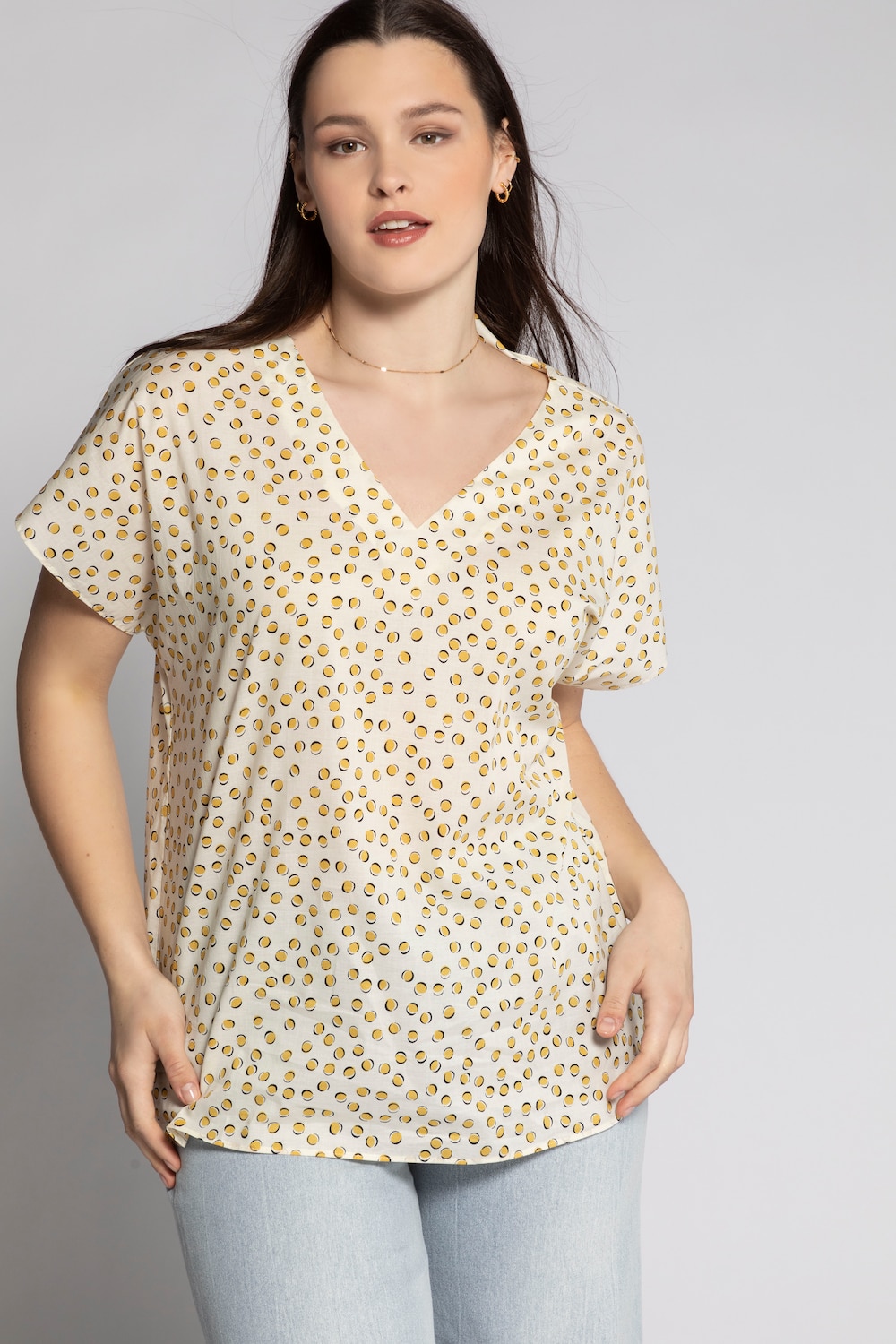 Grote Maten blouseshirt, Dames, beige, Maat: 42/44, Katoen, Studio Untold