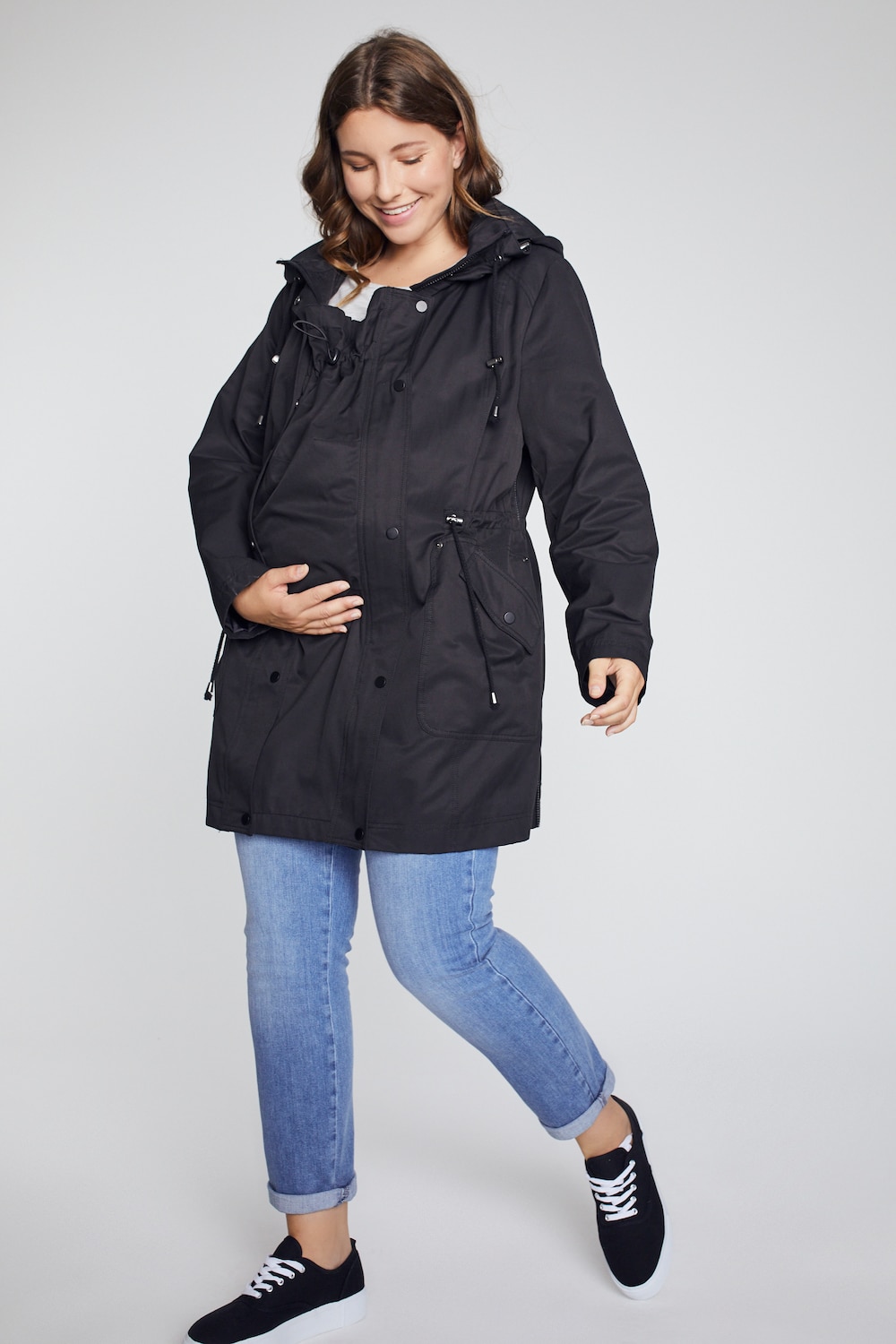 Große Größen Bellieva-Jacke, Damen, schwarz, Größe: 46/48, Polyester/Baumwolle, Ulla Popken