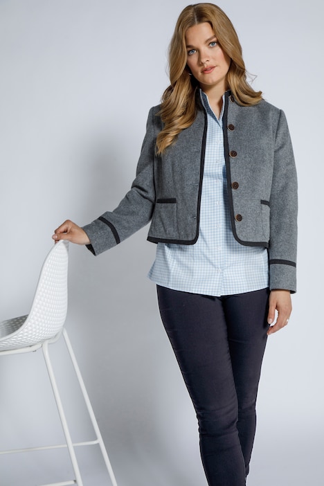 Ulla Popken Womens Plus Size Jacquard Textured Jacket 720378 