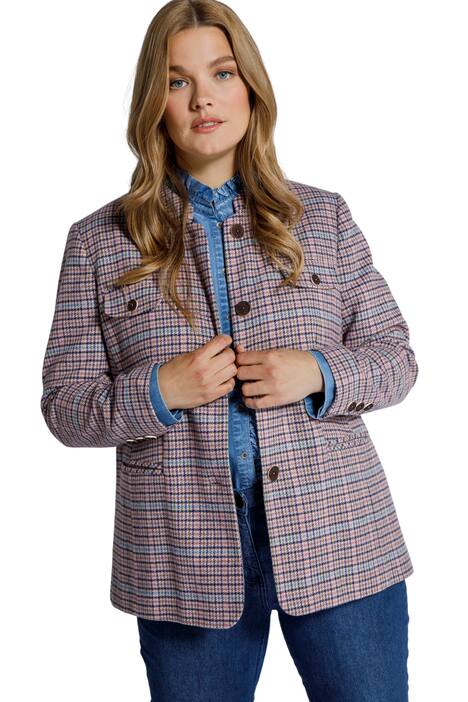 Janker, bunda delšího střihu, kostkovaný vzor, kompletní podšívka