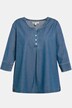 Tunique en jean, boutons, encolure arrondie, manches 3/4, coton bio