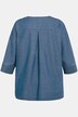 Tunique en jean, boutons, encolure arrondie, manches 3/4, coton bio