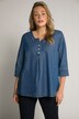 Tunique en jean, boutons, encolure arrondie, manches 3/4, coton bio