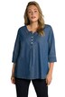Džínová tunika, knoflíky, kulatý výstřih, 3/4 rukávy, biobavlna