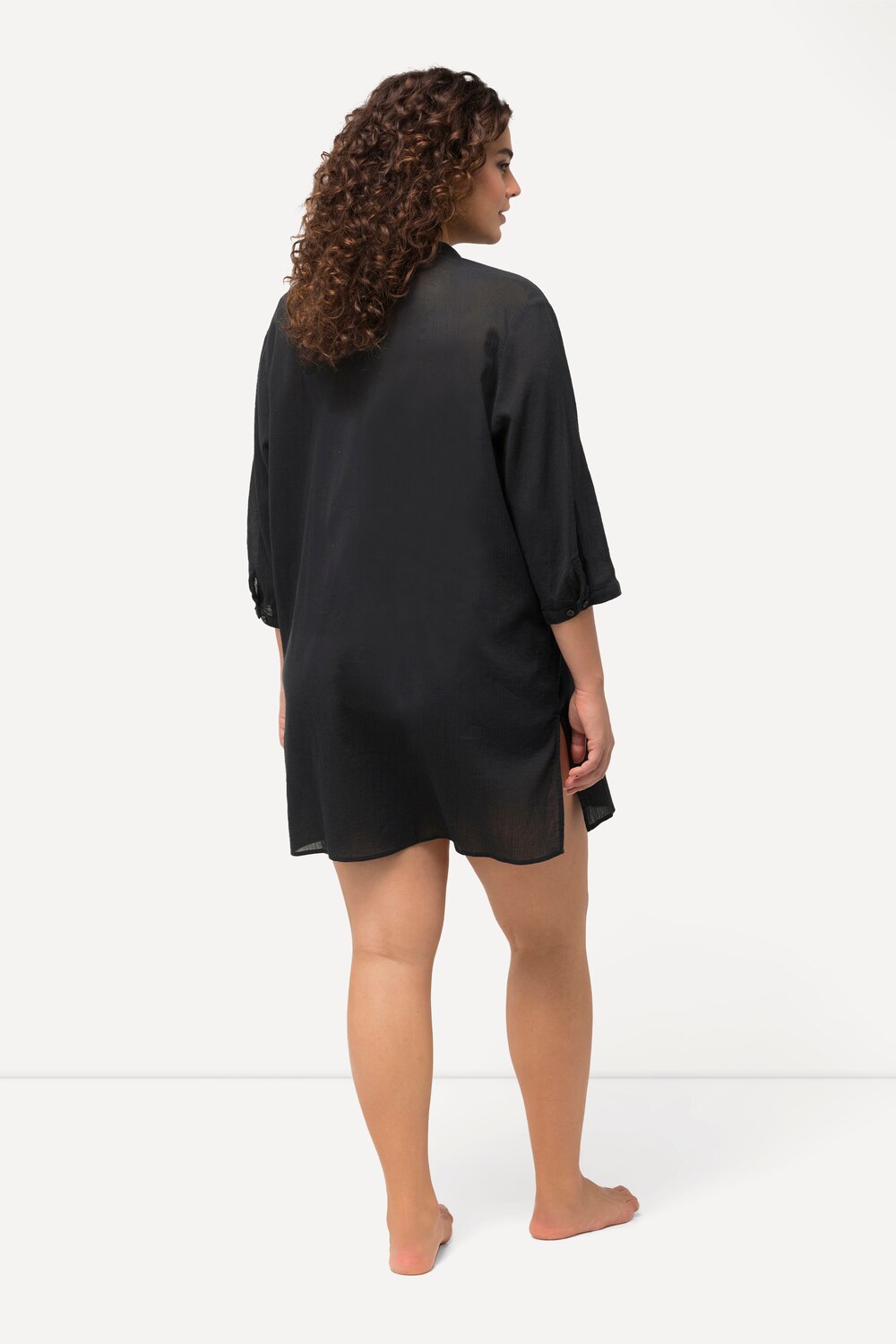 Zwarte jurk met transparante mouwen Plus size Ulla Popken