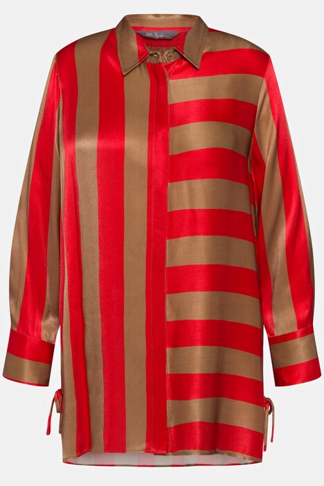 Mixed Stripe Button Front Tunic Blouse