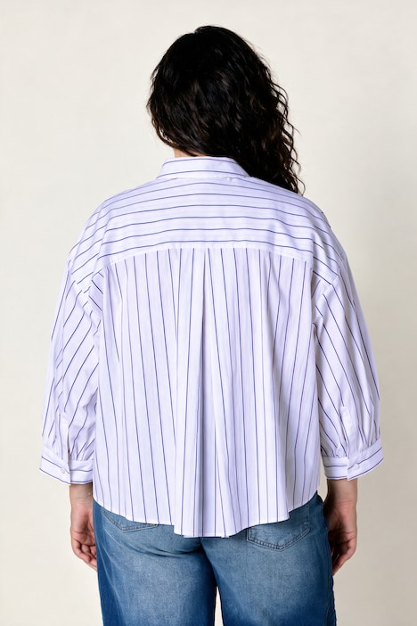 Bluse, Blockstreifen, Hemdkragen, Langarm