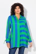 blouse, blokstrepen, overhemdkraag, lange mouwen