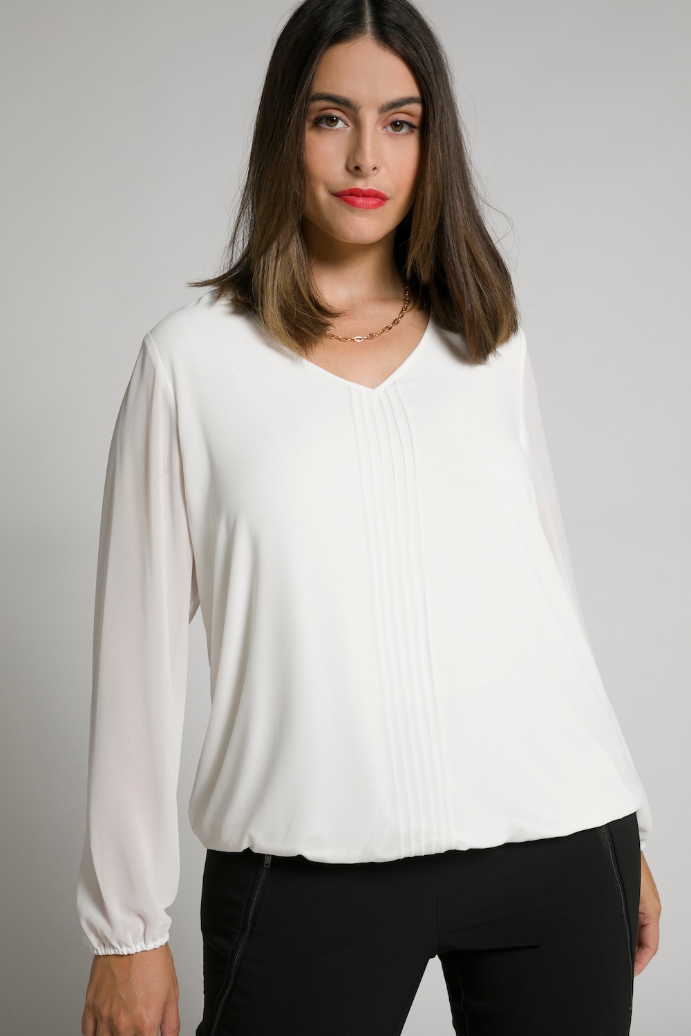 Plus Size 2 Layer Blouse, Woman, white, size: 28/30, polyester/viscose, Ulla Popken