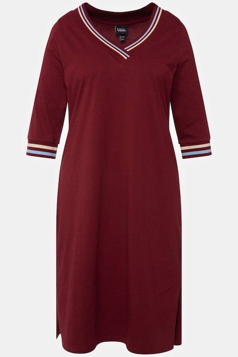 Sporty Stripe Trim V-Neck Cotton Nightgown | Sleep Tees | Sleepwear