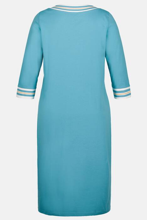 Nachthemd, Streifenkanten, V-Ausschnitt, 3/4-Arm