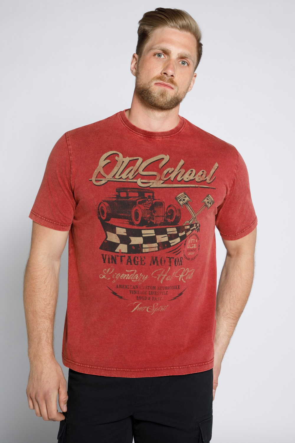 Grandes tailles t-shirt rétro hommes encolure arrondie, femmes, rouge, taille: 4XL, Coton, STHUGE