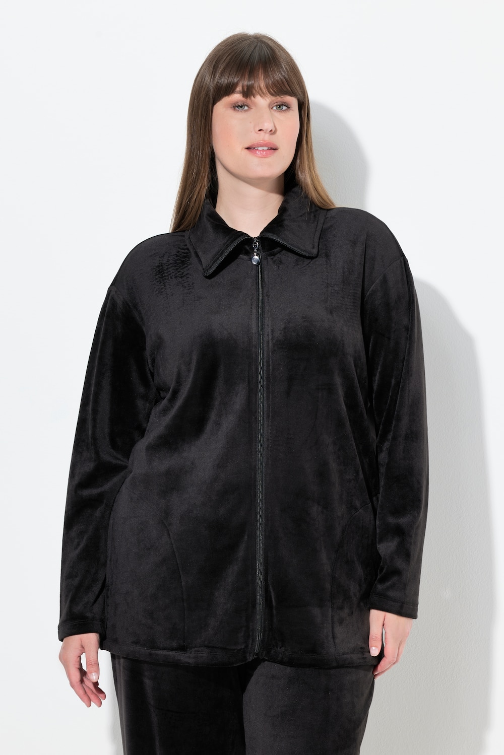 Große Größen Homewear-Jacke, Damen, schwarz, Größe: 62/64, Polyester, Ulla Popken