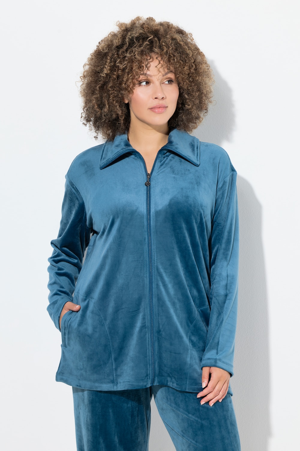 Große Größen Homewear-Jacke, Damen, türkis, Größe: 58/60, Polyester, Ulla Popken