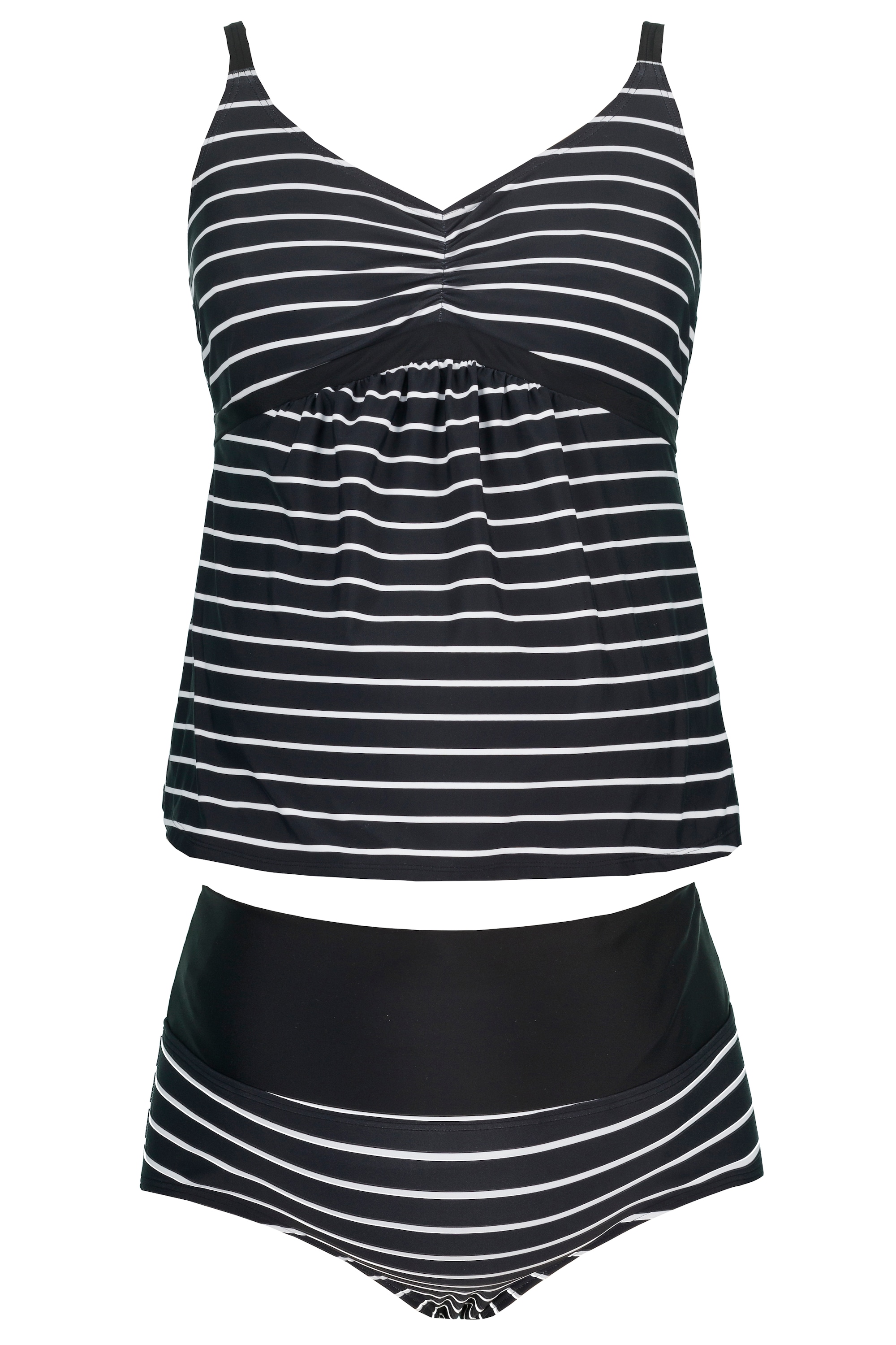 Ulla Popken Damen große Größen Bellieva Tankini Ringel Raffung