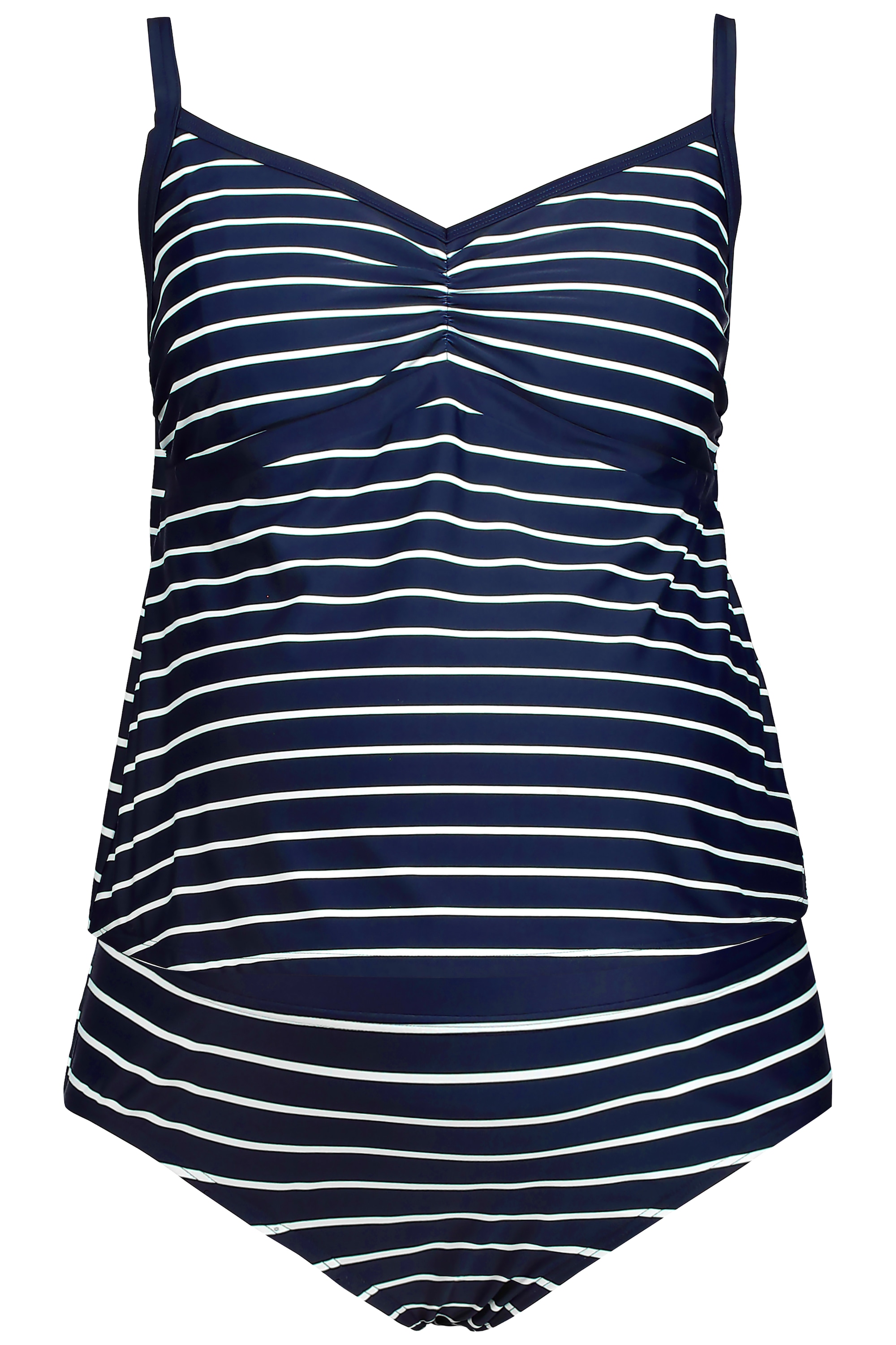 Ulla Popken Damen große Größen Bellieva Tankini Ringel Raffung
