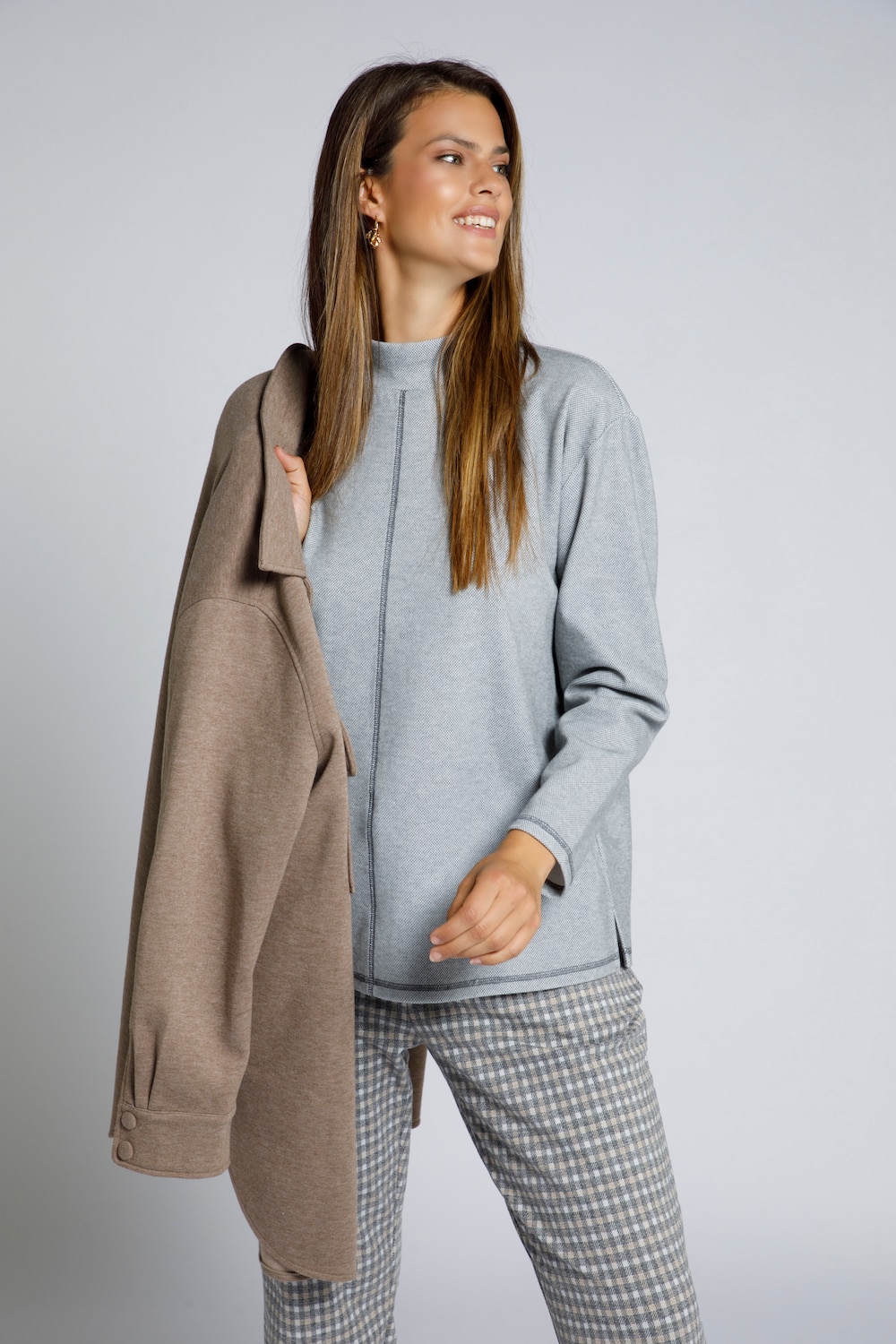 Grote Maten sweatshirt, Dames, bruin, Maat: 50/52, Polyester/Katoen, Ulla Popken Grote Maten sweatshirt, Dames, bruin, Maat: 50/52, Polyester/Katoen, Ulla Popken
