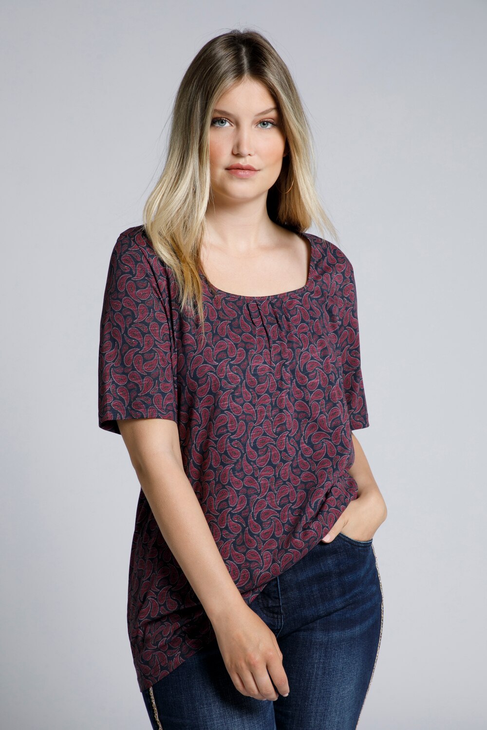 Grote Maten shirt, Dames, blauw, Maat: 54/56, Katoen/Synthetische vezels, Ulla Popken Grote Maten shirt, Dames, blauw, Maat: 54/56, Katoen/Synthetische vezels, Ulla Popken