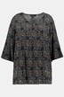 Kopertowa bluzka, dekolt w szpic, rękawy 3/4, kwiaty