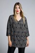 Kopertowa bluzka, dekolt w szpic, rękawy 3/4, kwiaty