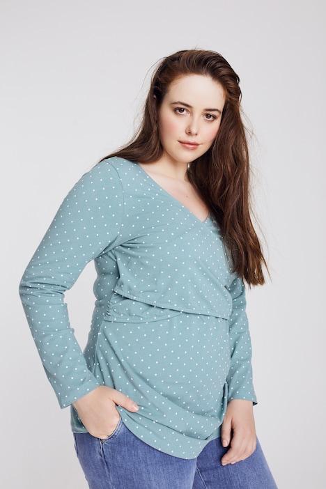 Dot Print Bellieva Wrap Shirt